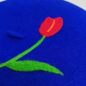 the floral decoration of colorful tulip beret