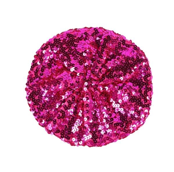 pink disco colorful beret on the white background