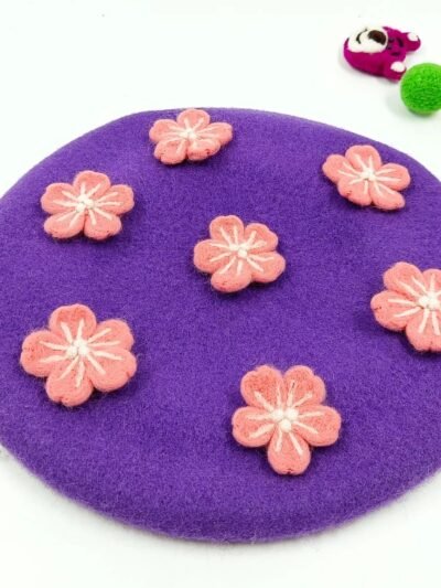 floral colorful beret on the white background