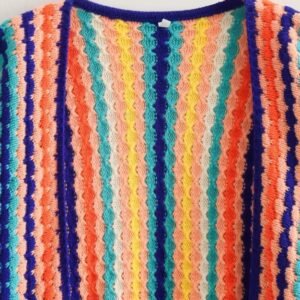 the closure of long sleeve colorful cardigan