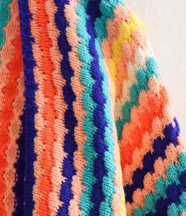 the fabric of long sleeve colorful cardigan