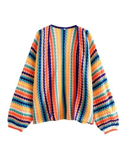 long sleeve colorful cardigan on the white background