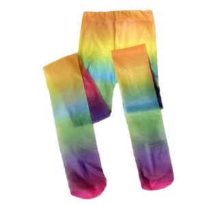 folded rainbow tights on the white background