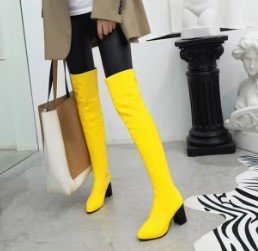 woman wearing yellow boots