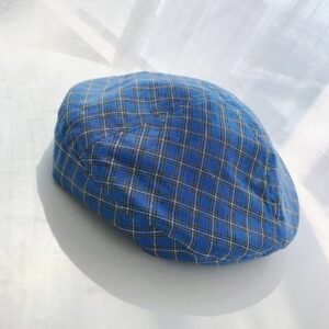 blue plaid colorful beret on the white background