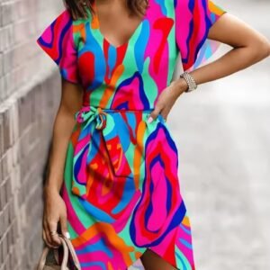 woman wearing casual colorful dress