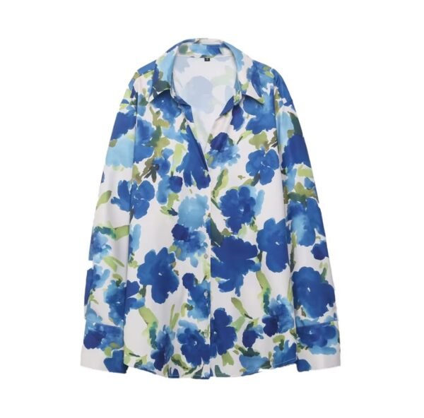 colorful blouse with blue flowers on the white background