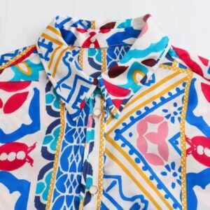 collar of colorful boho blouse