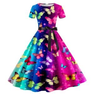 colorful butterfly dress on the white background