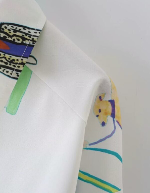 shoulder part of colorful characters blouse on the white background