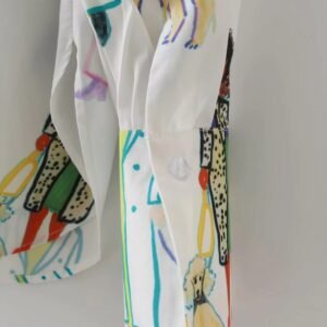 the sleeve of colorful characters blouse on the white background