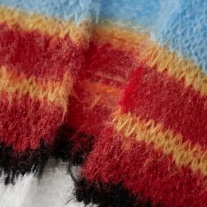 material of colorful fuzzy cardigan