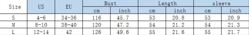 size chart of colorful nut cracker cardigan