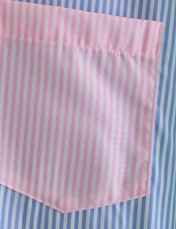 pink pocket of colorful pastel blouse