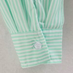 green sleeve and a button of colorful pastel blouse