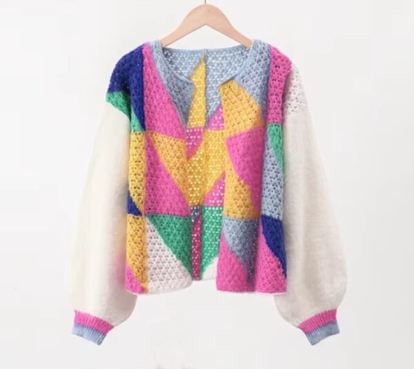 colorful patchwork cardigan on the white background