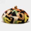 colorful pattern beret on the white background