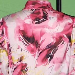 collar and upper part of colorful pattern blouse