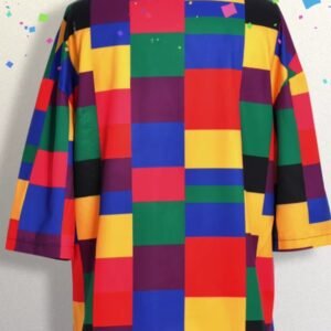 back side of colorful plaid blouse on the white background