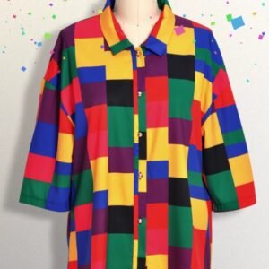 colorful plaid blouse on the white backgorund