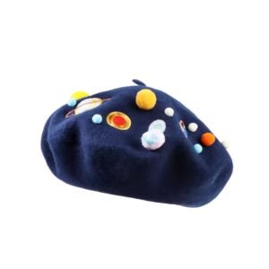 colorful planet beret side view on the white background