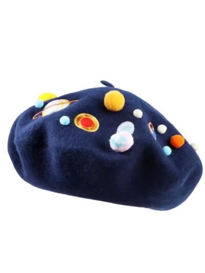 colorful planet beret side view on the white background