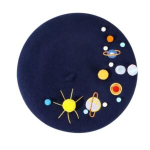 colorful planet beret front view on the white background