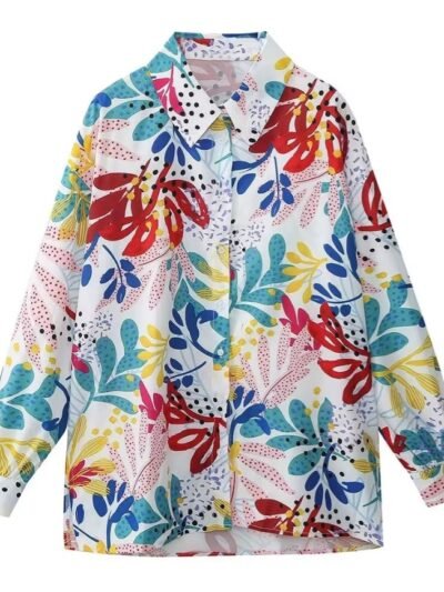 colorful print blouse on the white background