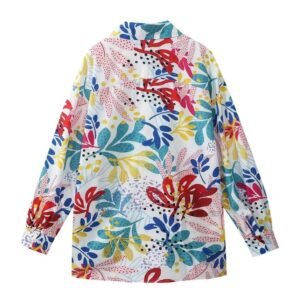 back view of colorful print blouse on the white background