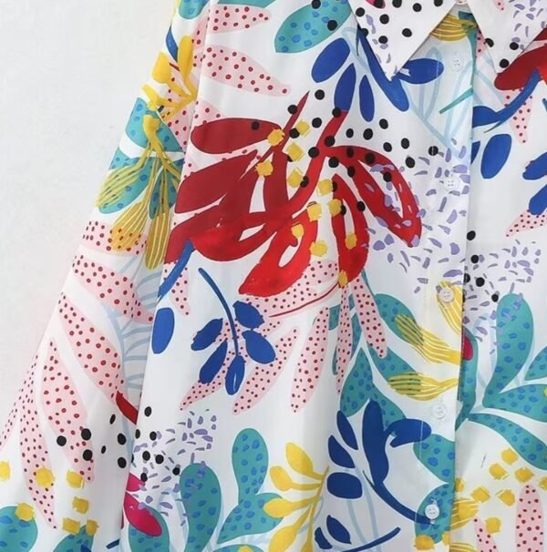 material and shoulder part of colorful print blouse