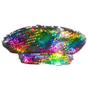 colorful sequin beret on the white background