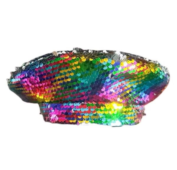 colorful sequin beret on the white background