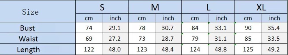 colorful sleeveless dress size chart