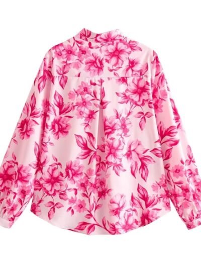 back view of colorful spring blouse on the white background