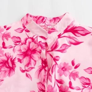 the collar of colorful spring blouse