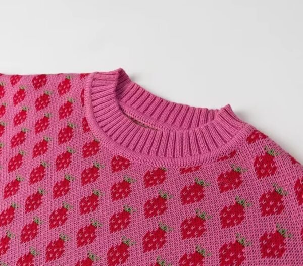 neck of colorful strawberry sweater on the white background