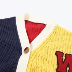 neck of colorful streetwear cardigan