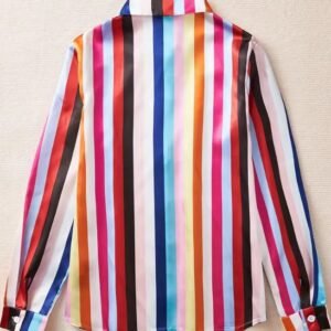 back side of colorful striped blouse on the beige background