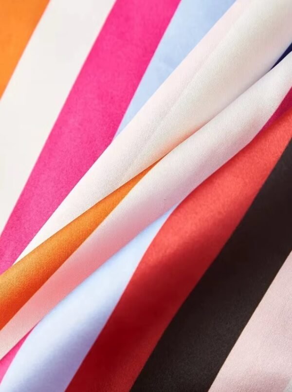 material of colorful striped blouse