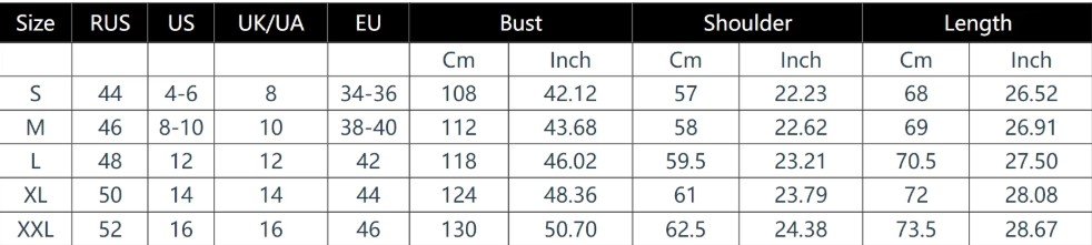 size chart of colorful tie dye cardigan