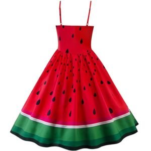 back view of colorful watermelon dress on the white background