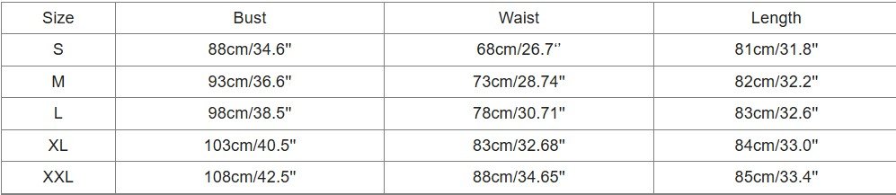 colorful watermelon dress size chart