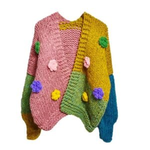 colorful wool cardigan on the white background