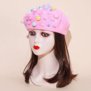 cute colorful beret on a mannequin