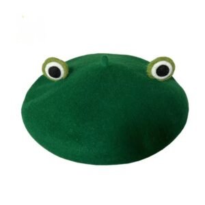 frog colorful beret on the white background