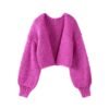 fuchsia cardigan on the white background