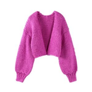 fuchsia cardigan on the white background