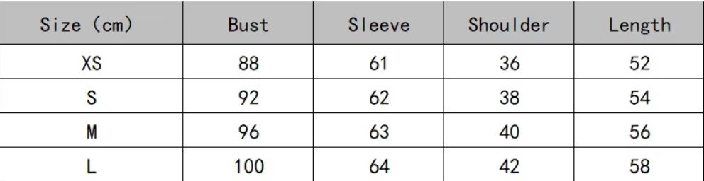 size chart of green cardigan