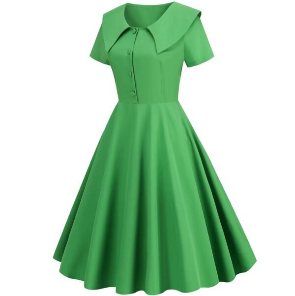 side view of green formal colorful dress on the white background