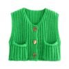 green sleeveless cardigan on the white background